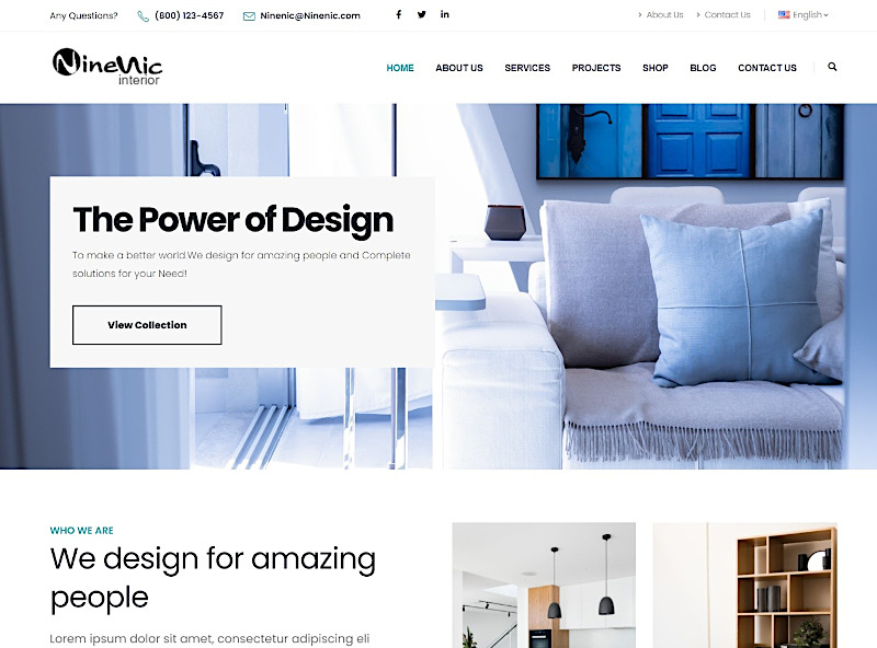 เว็บสำเร็จรูป ใช้งานง่ายเพียงลากและวาง Demo Theme - interior Business Wordpress Theme โดยเว็บไซต์สำเร็จรูป NineNic