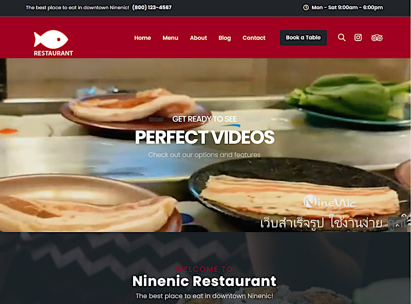 Demo restaurant Theme - แนะนำเว็บสำเร็จรูปธุรกิจ  Business Wordpress Theme สำหรับเว็บไซต์ร้านอาหาร โดยเว็บไซต์สำเร็จรูป NineNic