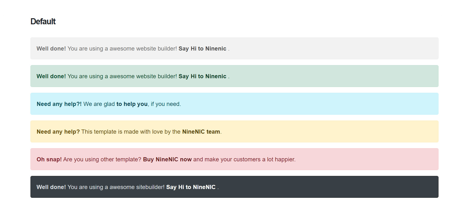 Shortcodes alerts-default แนะนำ เว็บไซต์สำเร็จรูป NineNIC